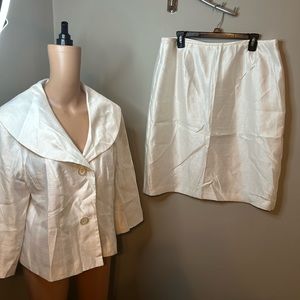 isabella suits suit set blazer & skirt shiny size 16 white great condition
